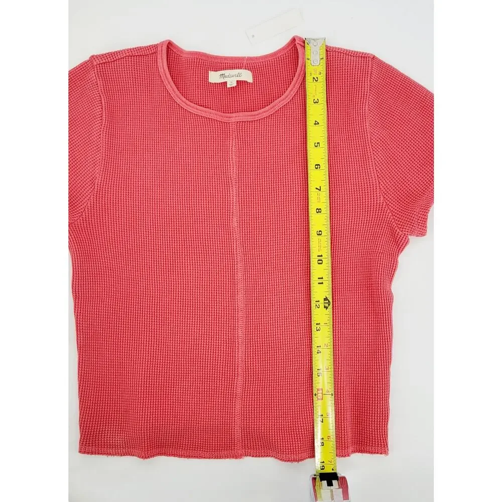 Madewell Waffle Knit Crewneck Short-Sleeve Crop Tee Size Medium Retail $45